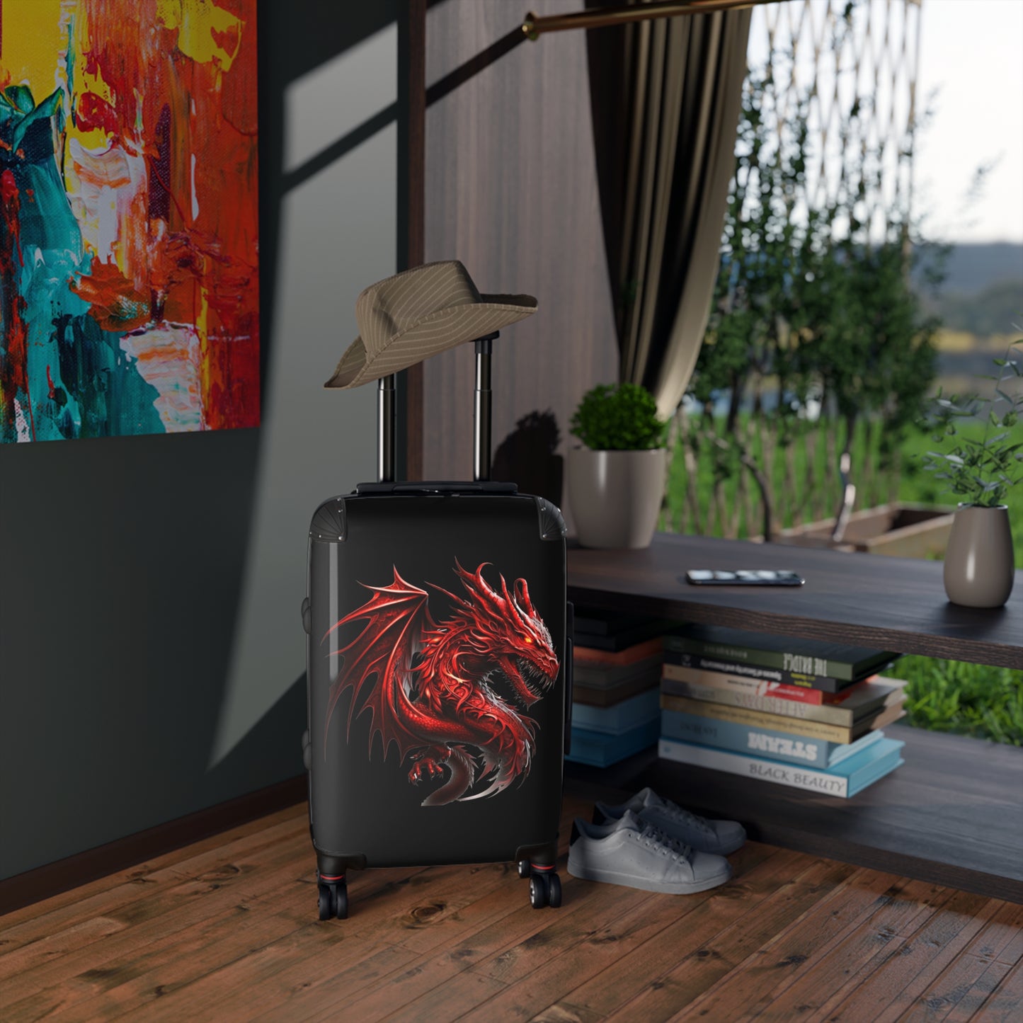 Red Dragon Suitcase - Unique Luggage for Adventurers, Ideal for Travel, Vacation, Holiday Gifts, Fantasy Lovers, Cosplay