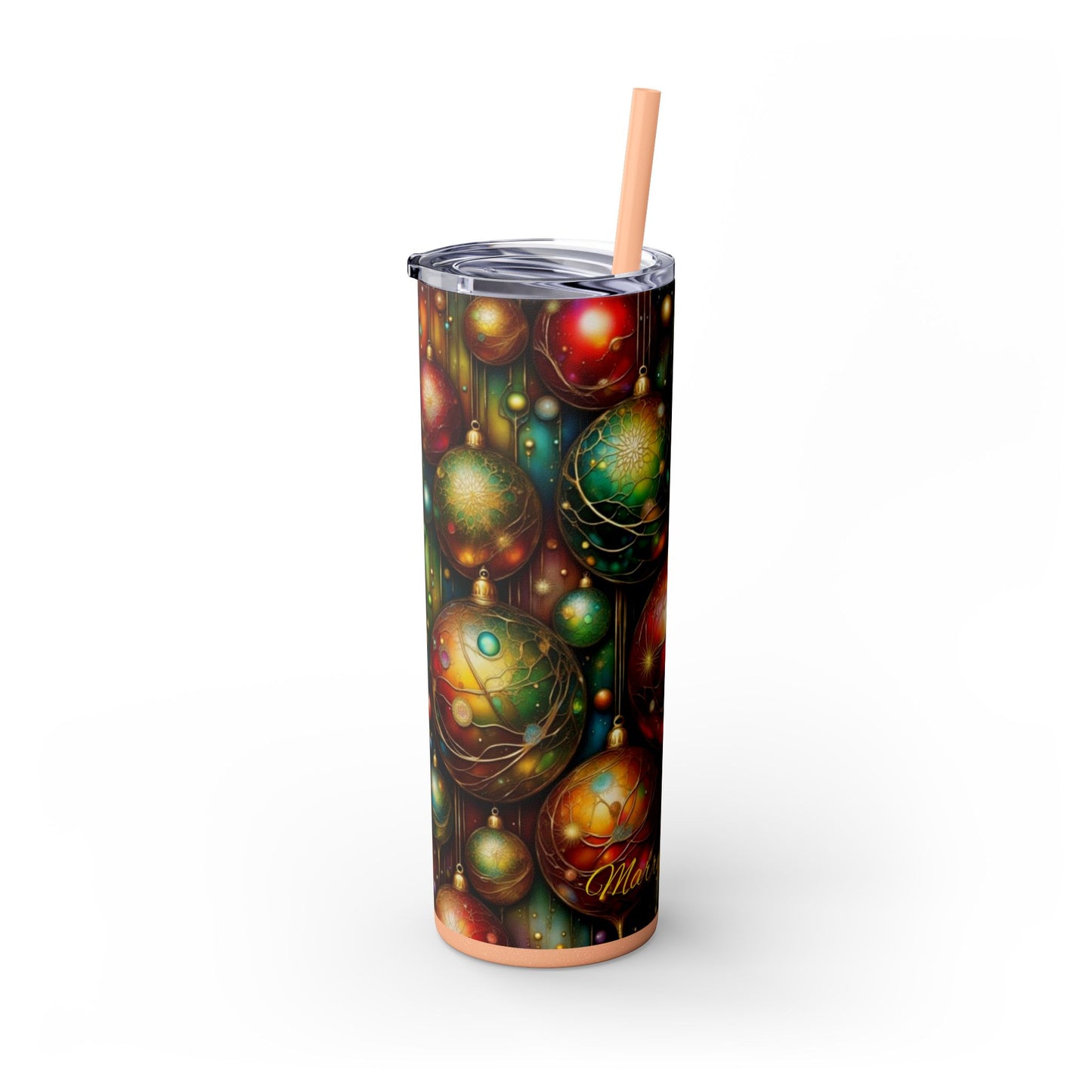 Colorful Holiday Skinny Tumbler, 20oz Christmas Drinkware, Festive Travel Mug, Gift for Him/Her, Party Essential, Reusable Eco-Friendly