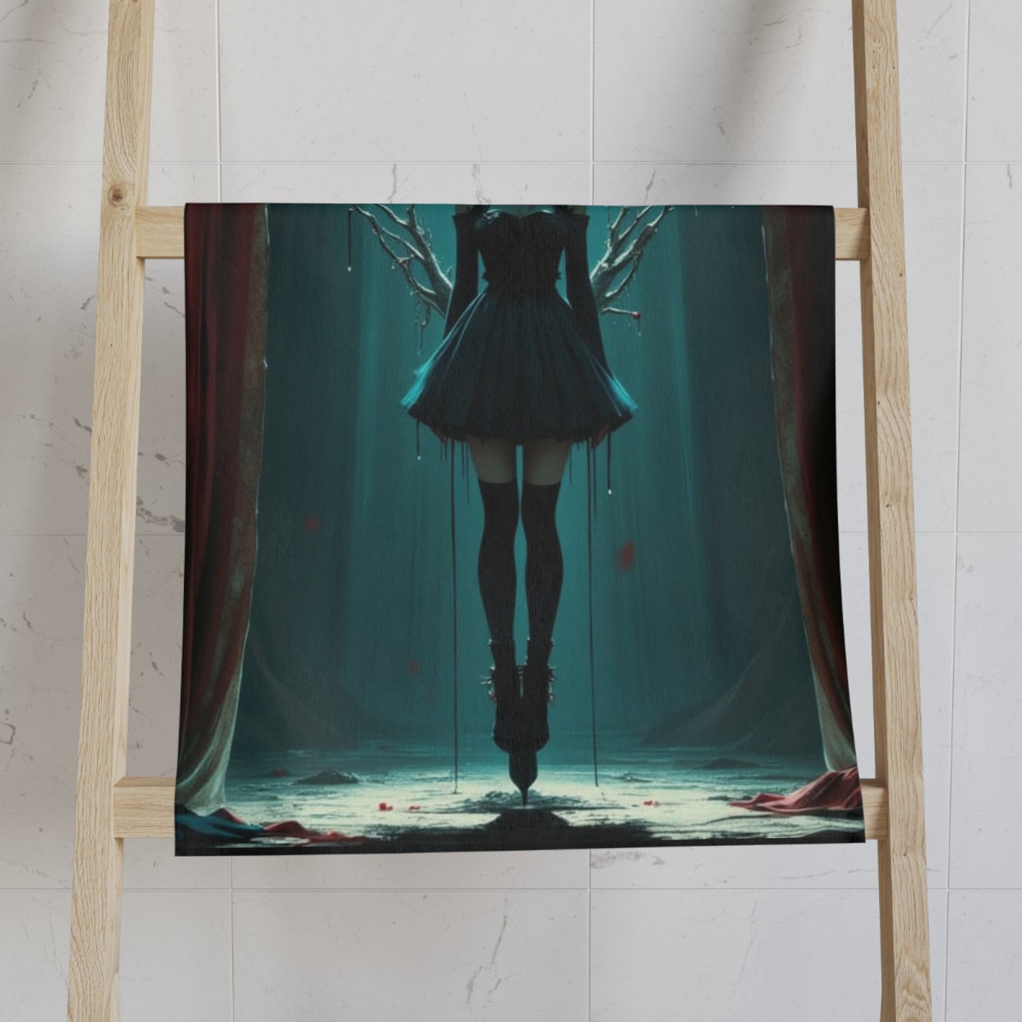 Gothic Art Hand Towel, Unique Home Decor, Gift for Art Lovers, Halloween Decor, Witchy Aesthetic Towel, Stylish Bath Accessory