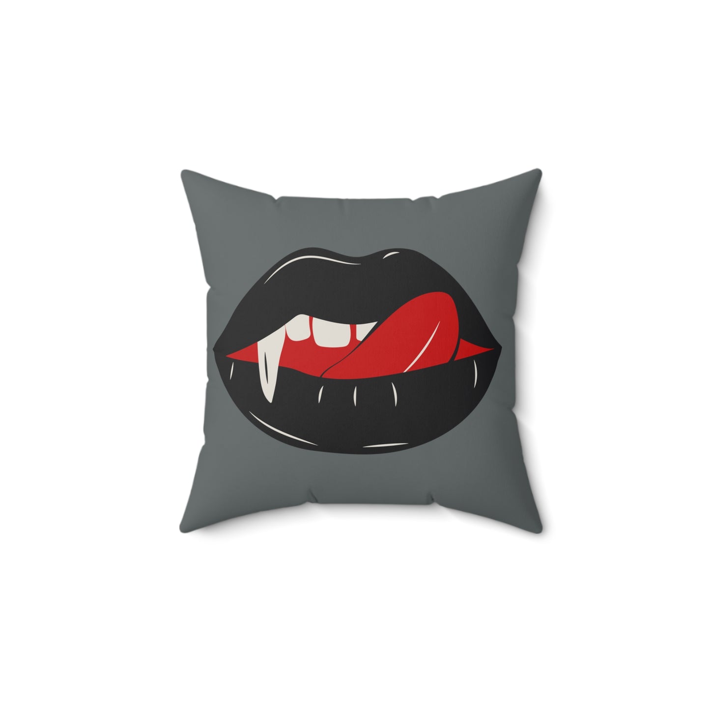 Vampire Lip Square Pillow, Halloween Decor, Gothic Home Accessory, Spooky Throw Pillow, Unique Gift