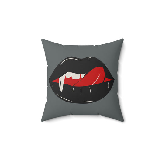 Vampire Lip Square Pillow, Halloween Decor, Gothic Home Accessory, Spooky Throw Pillow, Unique Gift