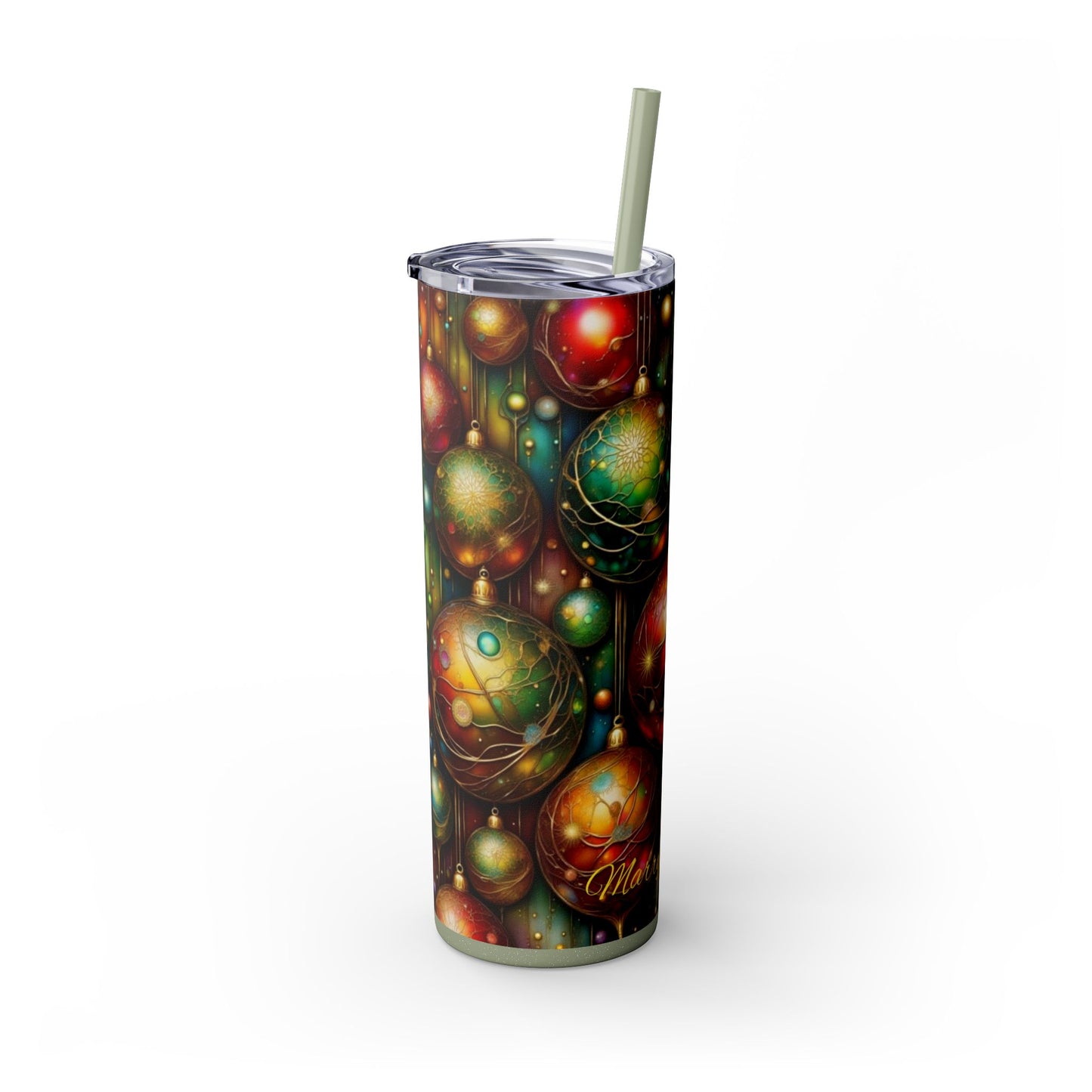 Colorful Holiday Skinny Tumbler, 20oz Christmas Drinkware, Festive Travel Mug, Gift for Him/Her, Party Essential, Reusable Eco-Friendly