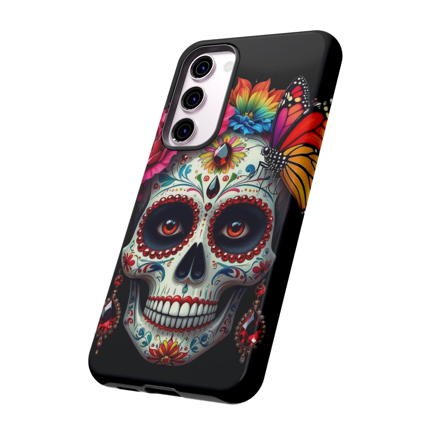 Colorful Sugar Skull Phone Case, Day of the Dead Case, Floral Phone Cover, Flower Skull Design, Edgy Phone Accessory