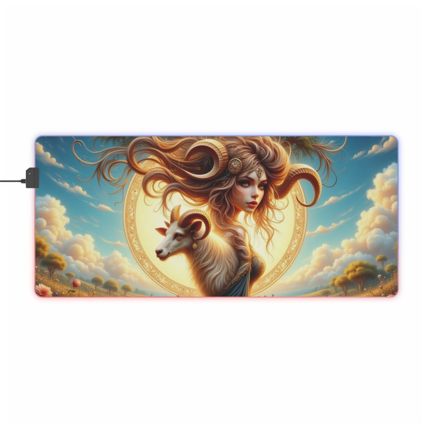 LED Gaming Mouse Pad with Celestial Design, RGB Gaming Mat, Gamer Gift, Desk Decor, Cyberpunk Style, Unique Gaming Accessories