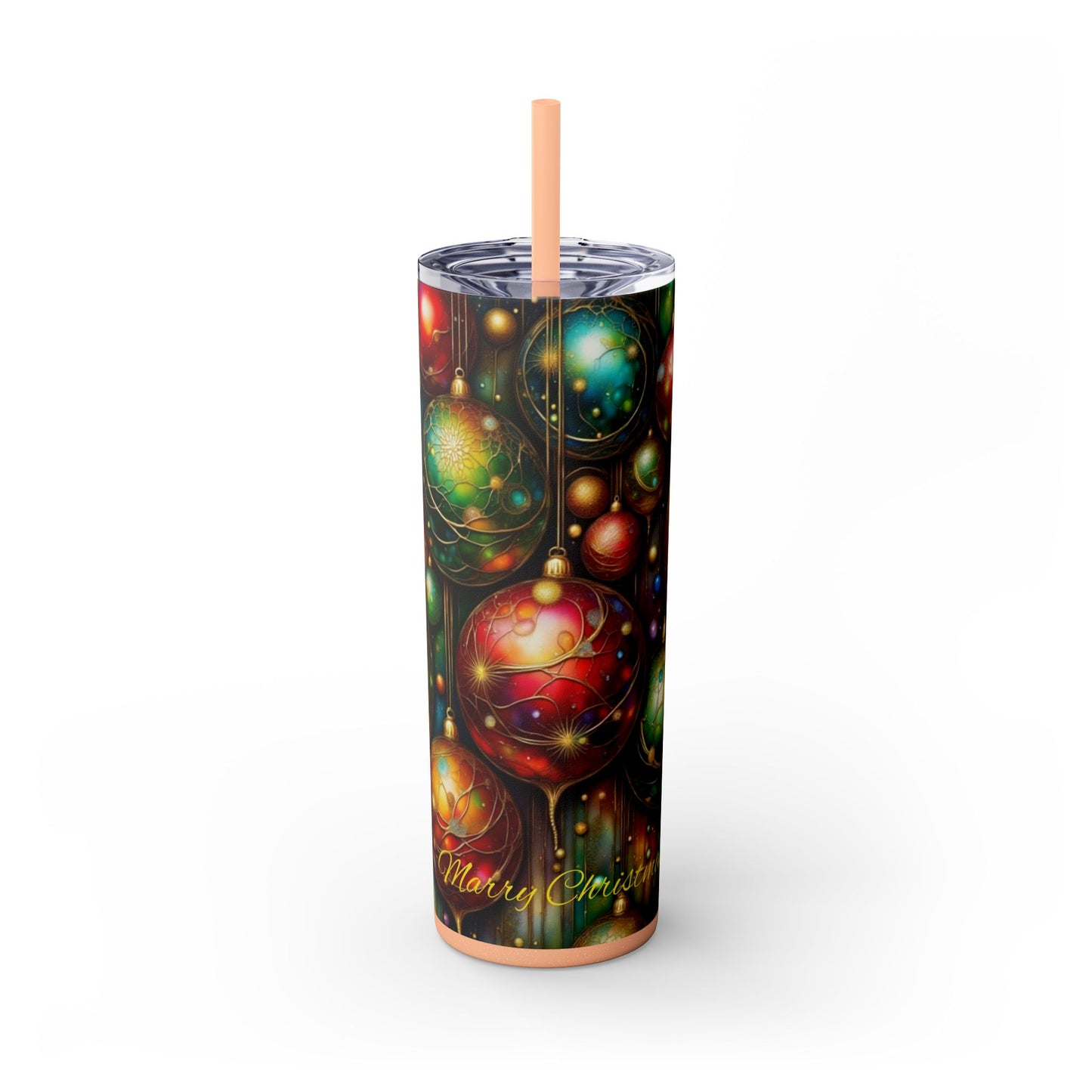 Colorful Holiday Skinny Tumbler, 20oz Christmas Drinkware, Festive Travel Mug, Gift for Him/Her, Party Essential, Reusable Eco-Friendly
