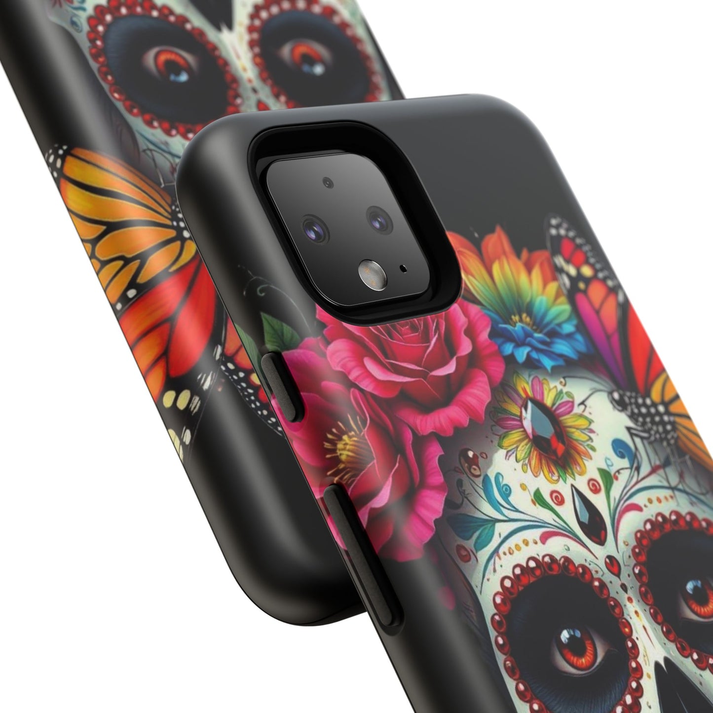Colorful Sugar Skull Phone Case, Day of the Dead Case, Floral Phone Cover, Flower Skull Design, Edgy Phone Accessory