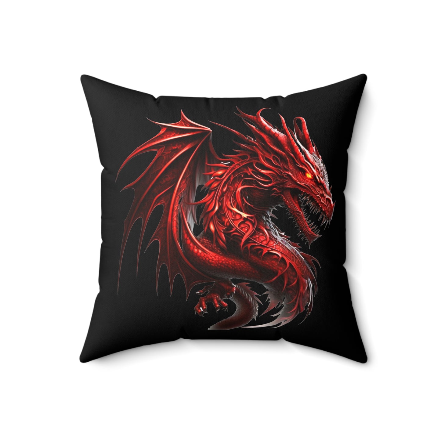 Red Dragon Fantasy Pillow, Dragon Decor, Gothic Home Accent, Gift for Fantasy Lovers, Cozy Gaming Room Accessory