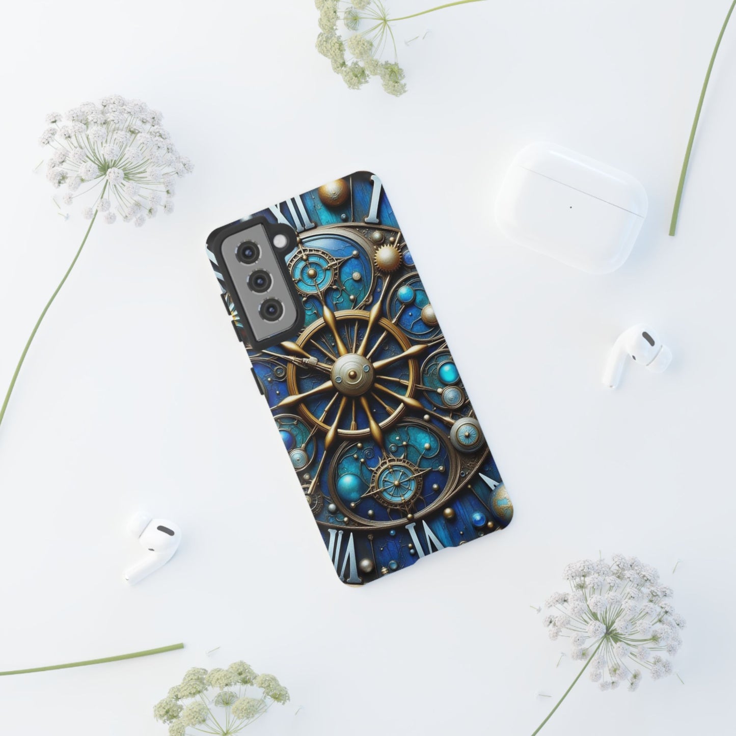 Stylish Phone Cases for Adventurers, Unique Phone Cover, Gift for Friends, Gold and Blue Steampunk Design, Tough Protective Case, Artistic [...]