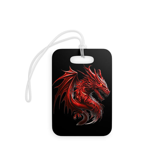 Red Dragon Suitcase, Bold Dragon Luggage Tags, Travel Accessories, Personalized Identifiers, Unique Gifts for Travelers, Fantasy-Themed Travel Tags