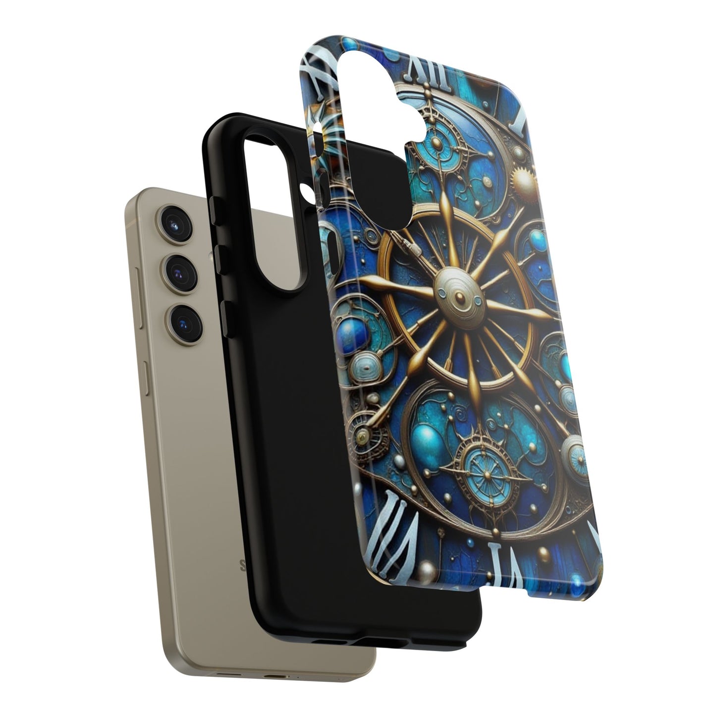 Stylish Phone Cases for Adventurers, Unique Phone Cover, Gift for Friends, Gold and Blue Steampunk Design, Tough Protective Case, Artistic [...]
