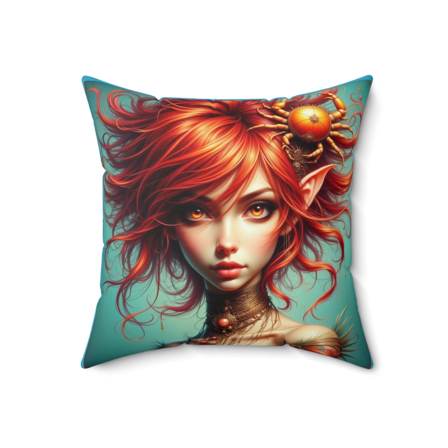 Zodiac Cancer, Whimsical Art Pillow, Decorative Throw Pillow with Fantasy Design, Boho Home Decor, Gift for Art Lovers, Unique Accent Cushion