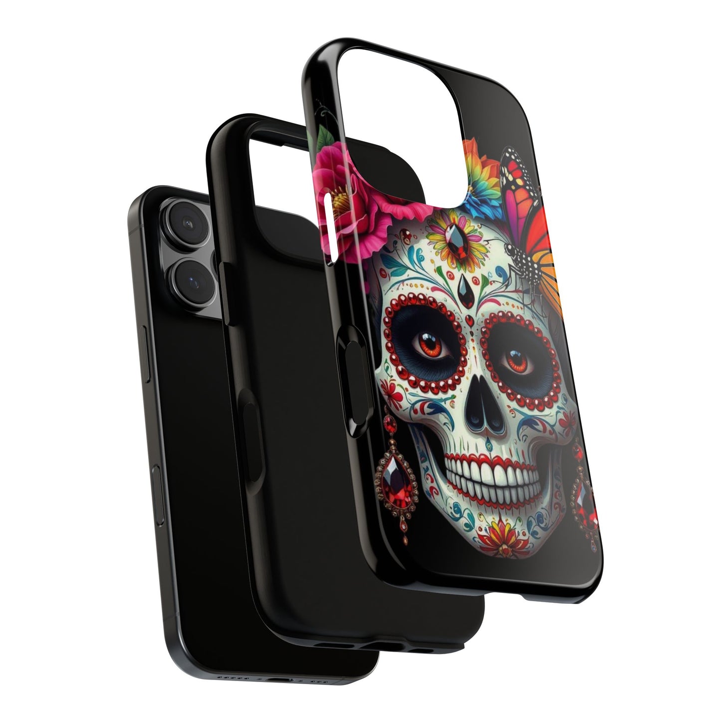 Colorful Sugar Skull Phone Case, Day of the Dead Case, Floral Phone Cover, Flower Skull Design, Edgy Phone Accessory