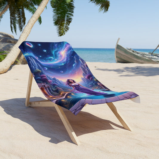 Cosmic Fantasy Beach Towel - Dreamy Universe Design, Perfect for Pool Days, Summer Adventures, Gifts for Beach Lovers, Vacation Essential, enchanted goddess