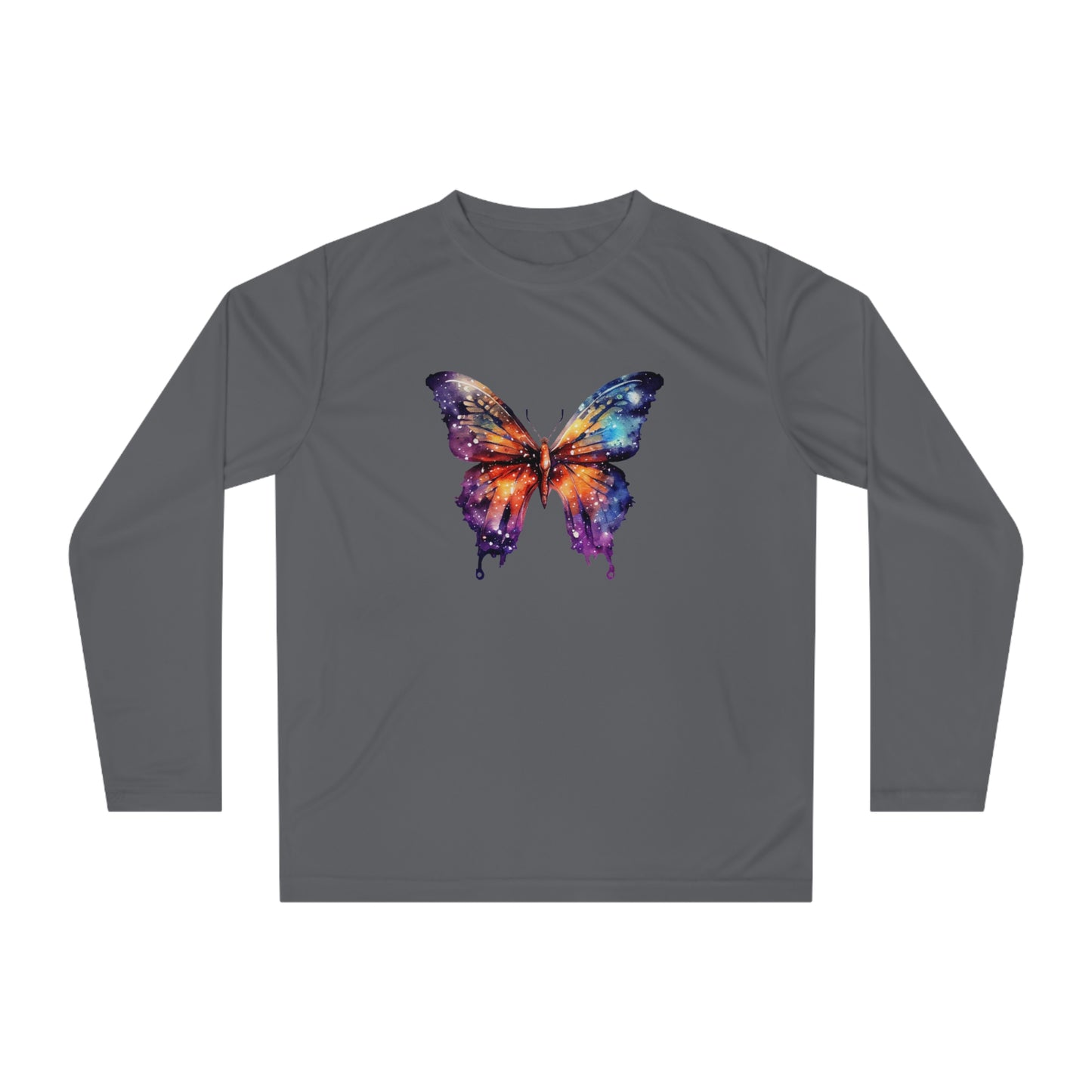 Galaxy Butterfly Long Sleeve Shirt for Nature Lovers, Perfect for Workouts, Casual Wear, Summer Festivals, Gifts