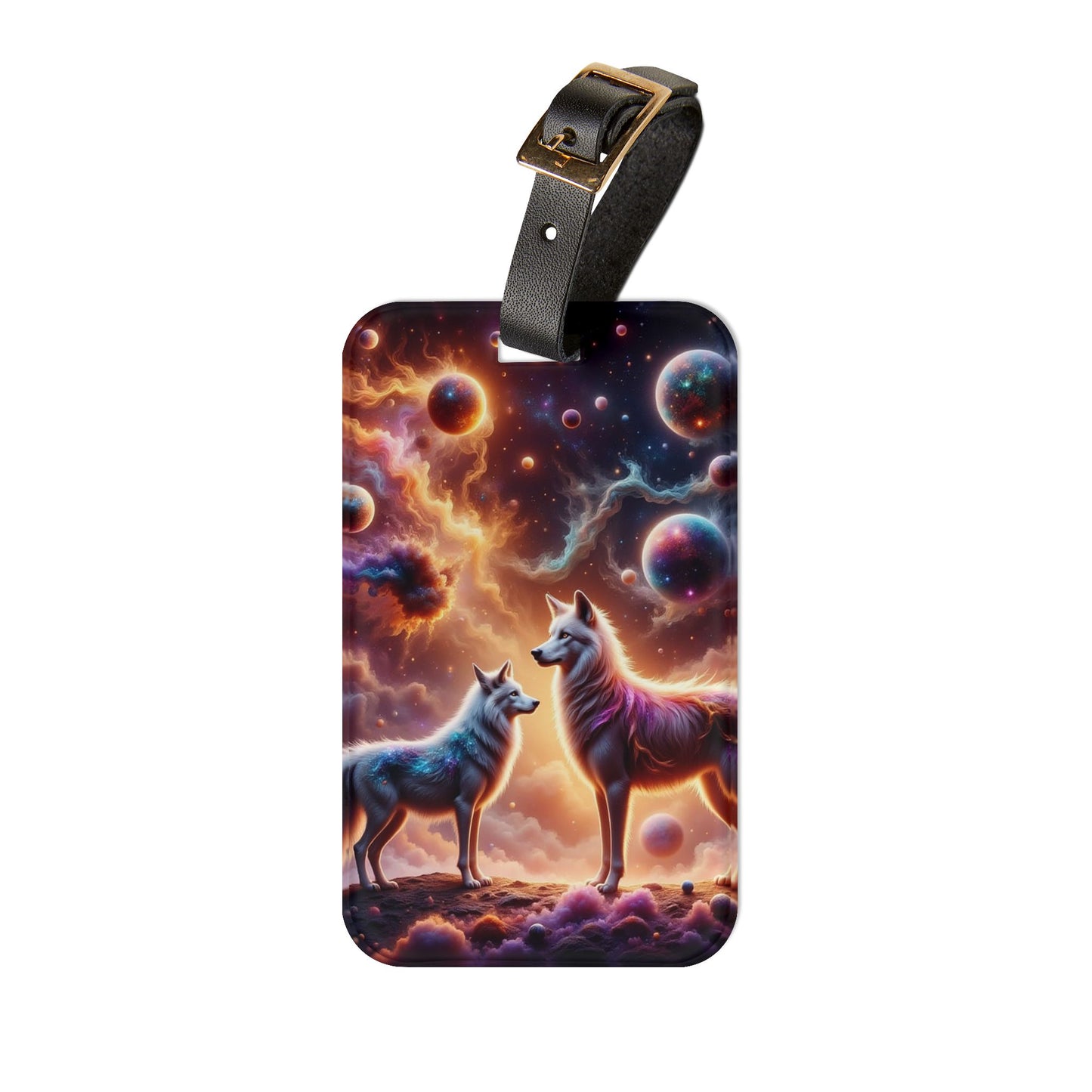 Cosmic Wolves Luggage Tag, Unique Dog Lover Travel Tag, Personalized Pet Luggage ID, Astronaut Dog Themed Baggage Tag, Gift for Pet Owners