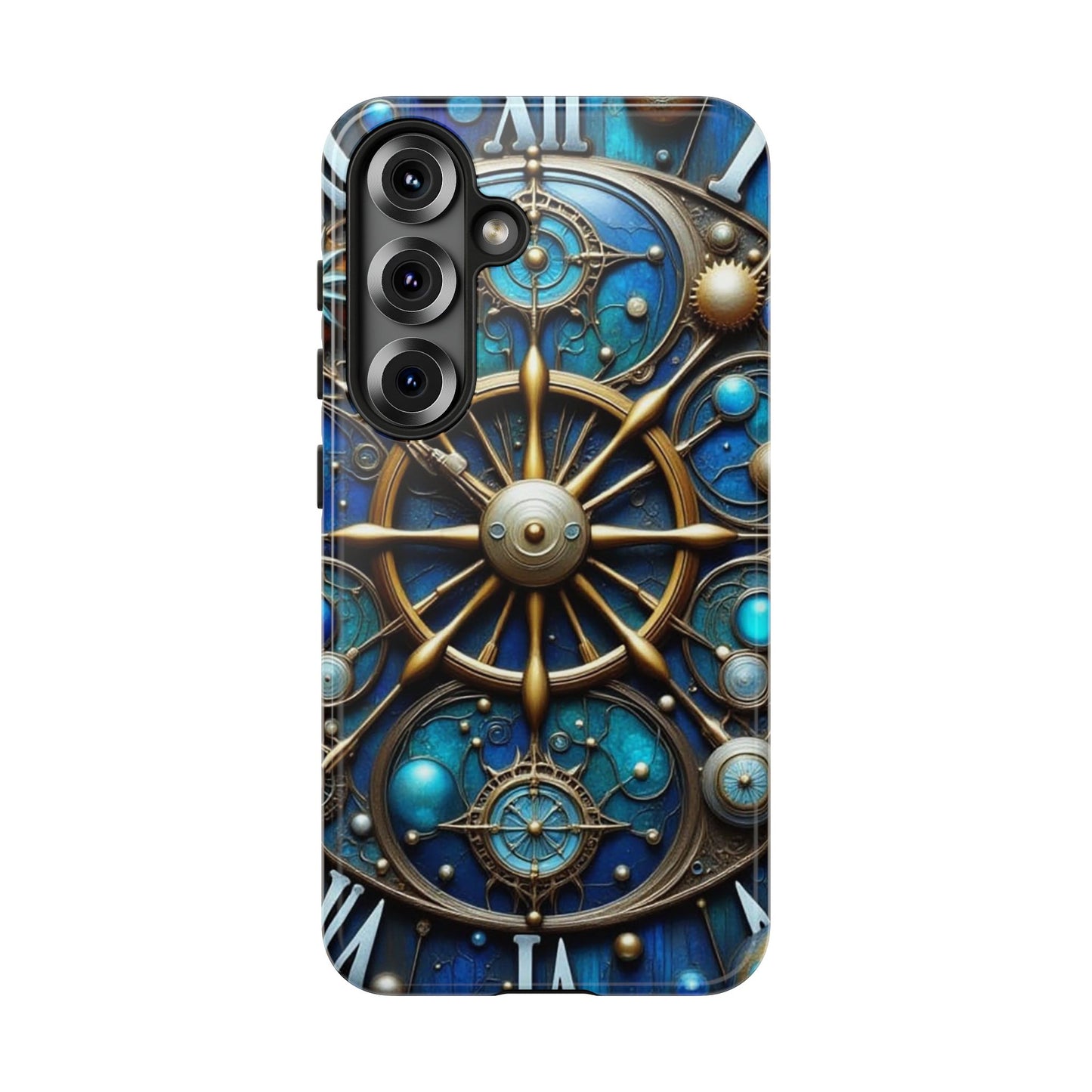 Stylish Phone Cases for Adventurers, Unique Phone Cover, Gift for Friends, Gold and Blue Steampunk Design, Tough Protective Case, Artistic [...]