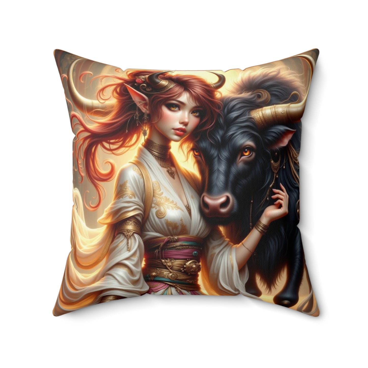 Zodiac Taurus, Bohemian Tarot-Inspired Decorative Pillow | Perfect for Home, Gifts, Festivals, and Cozy Spaces, Astrology Decor, Boho Accent