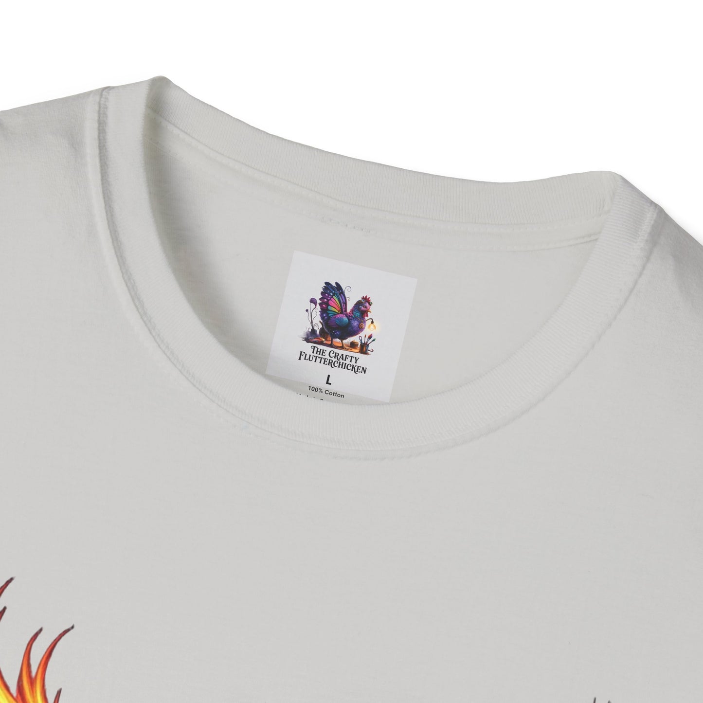 Colorful Phoenix Art Unisex Softstyle T-Shirt, Colorful Tee, Nature-Inspired Apparel, Cute Graphic Shirt