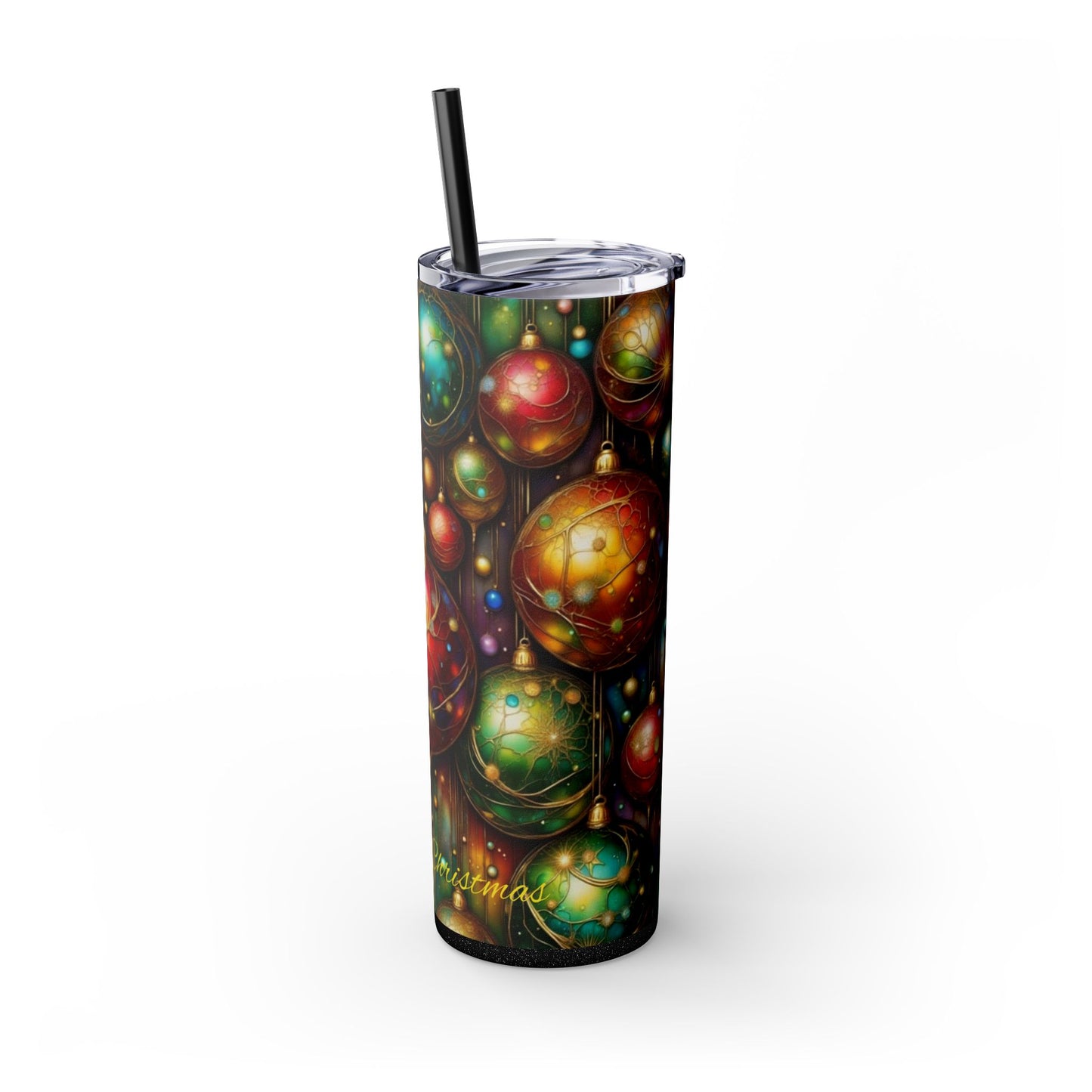 Colorful Holiday Skinny Tumbler, 20oz Christmas Drinkware, Festive Travel Mug, Gift for Him/Her, Party Essential, Reusable Eco-Friendly