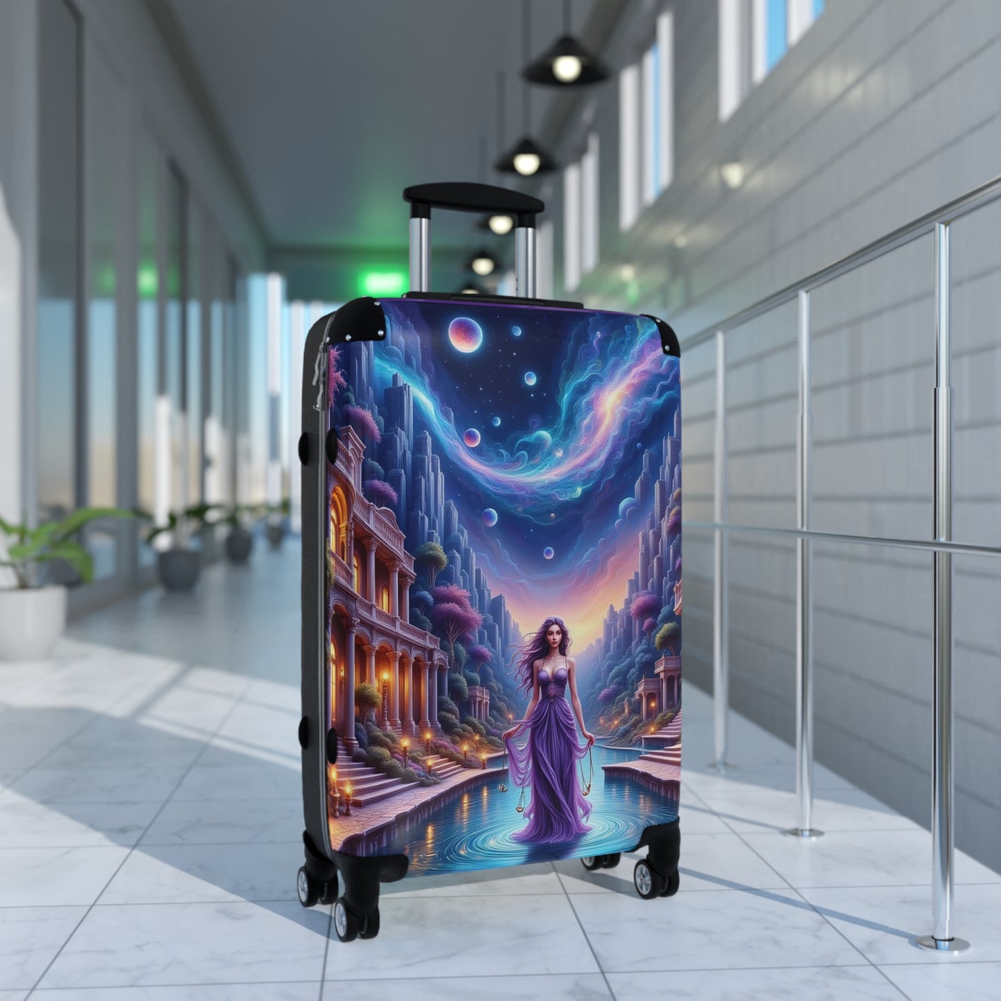 Astrology Signs Libra, Anime, Fantasy Travel Suitcase with Ethereal Design, Perfect for Adventurers, Dreamers, and Mystical Souls, Artful Luggage, Gift for Travelers