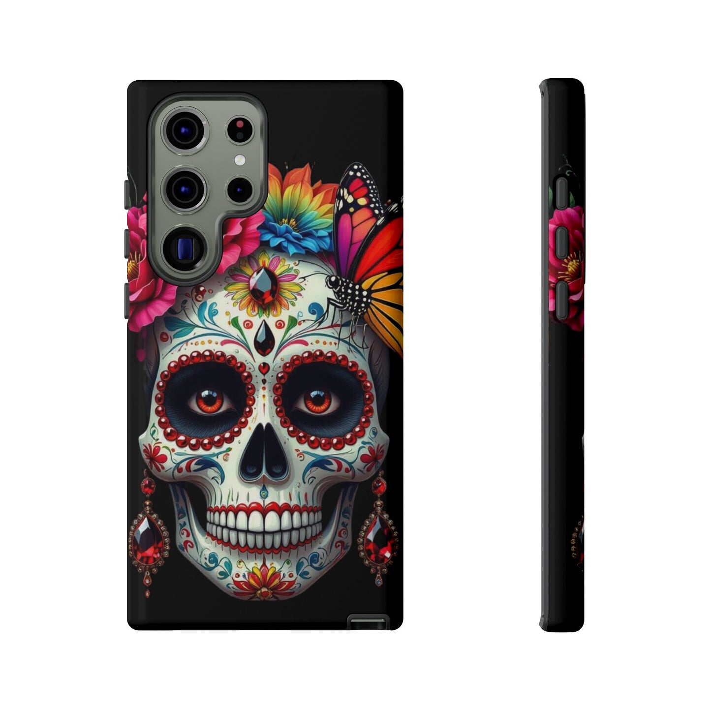 Colorful Sugar Skull Phone Case, Day of the Dead Case, Floral Phone Cover, Flower Skull Design, Edgy Phone Accessory