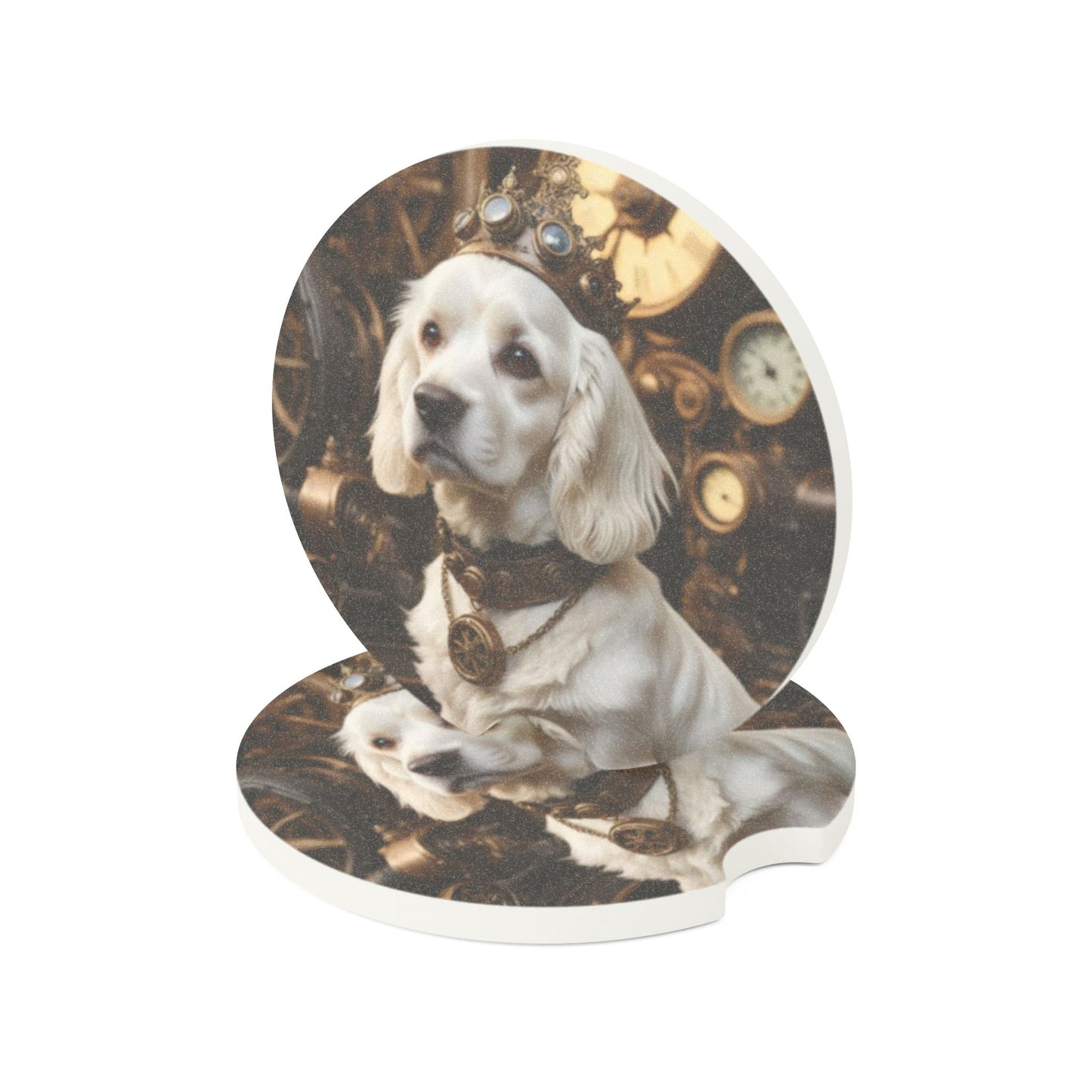 Steampunk Dog Soapstone Car Coaster - Perfect Gift for Pet Lovers, Dog Owners, Unique Car Accessory, Novelty Gift, Home Decor