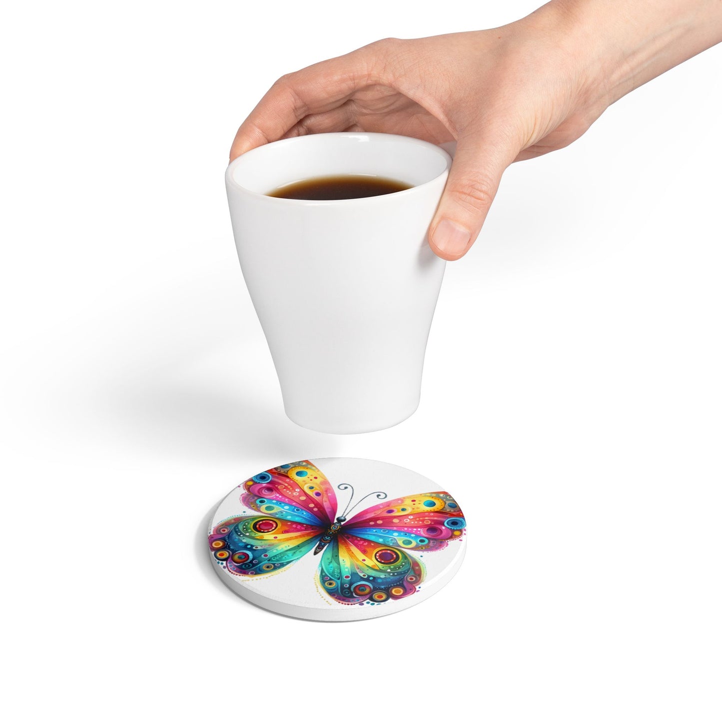 Ceramic Coaster, Rainbow Butterfly