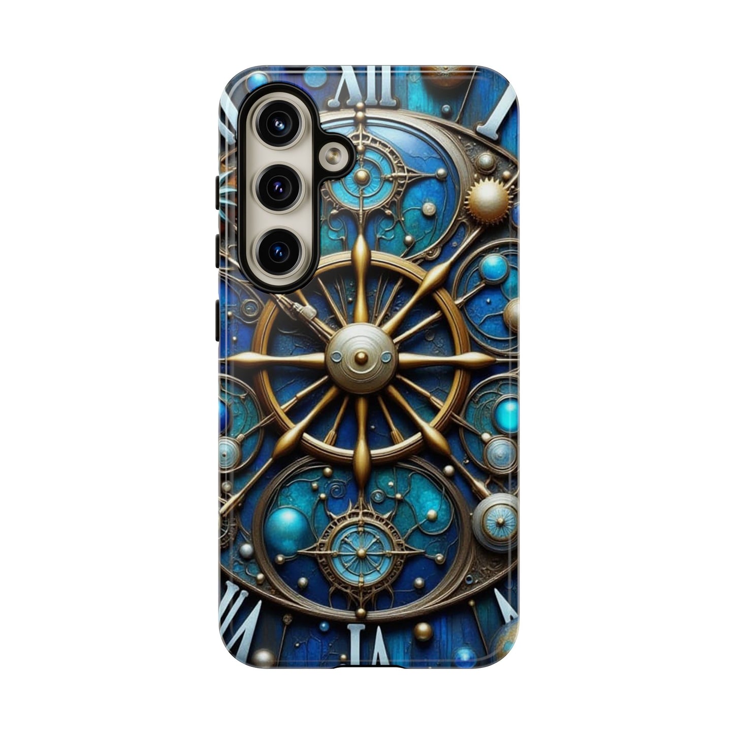 Stylish Phone Cases for Adventurers, Unique Phone Cover, Gift for Friends, Gold and Blue Steampunk Design, Tough Protective Case, Artistic [...]