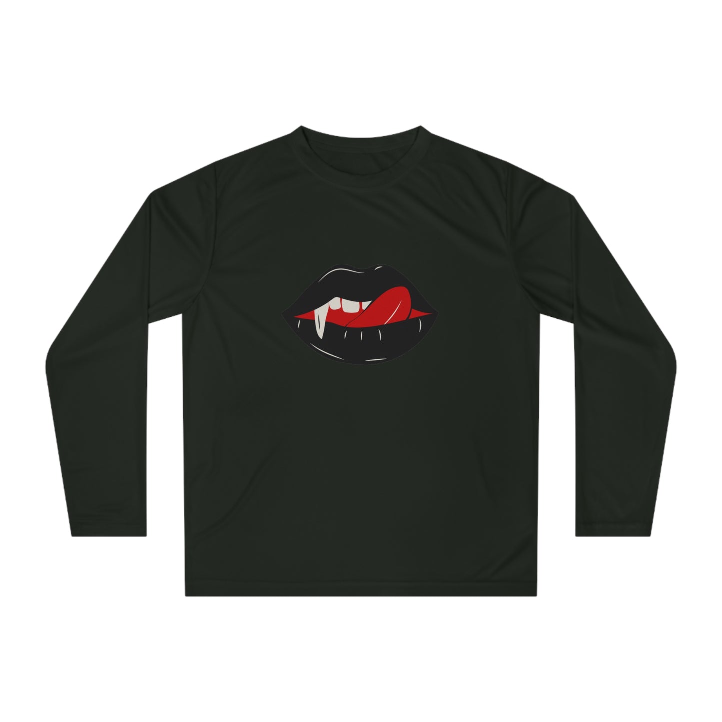 Vampire Lip Long Sleeve Shirt | Halloween Shirt, Unisex Performance Tee, Spooky Apparel, Party Outfit, Creepy Costume Top