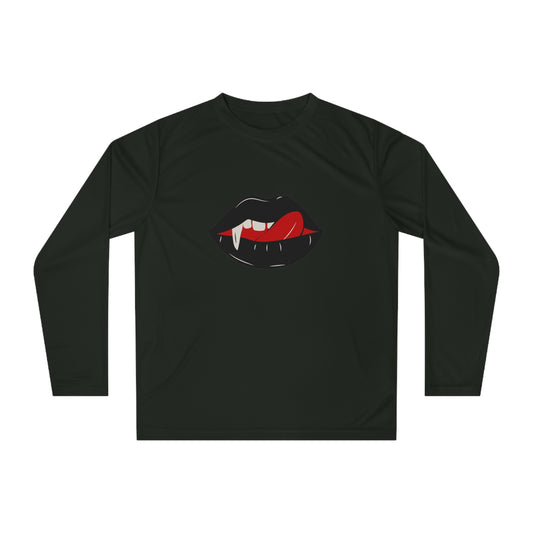 Vampire Lip Long Sleeve Shirt | Halloween Shirt, Unisex Performance Tee, Spooky Apparel, Party Outfit, Creepy Costume Top