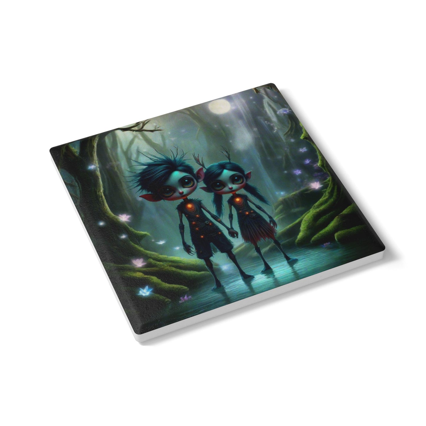 Ceramic Coaster, Tiny Terrors Pan & Pandora