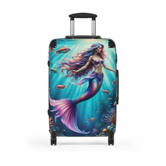 Mermaid Print Suitcase, Travel Luggage, Vacation Gear, Nautical Design, Kids & Adults Travel Fun