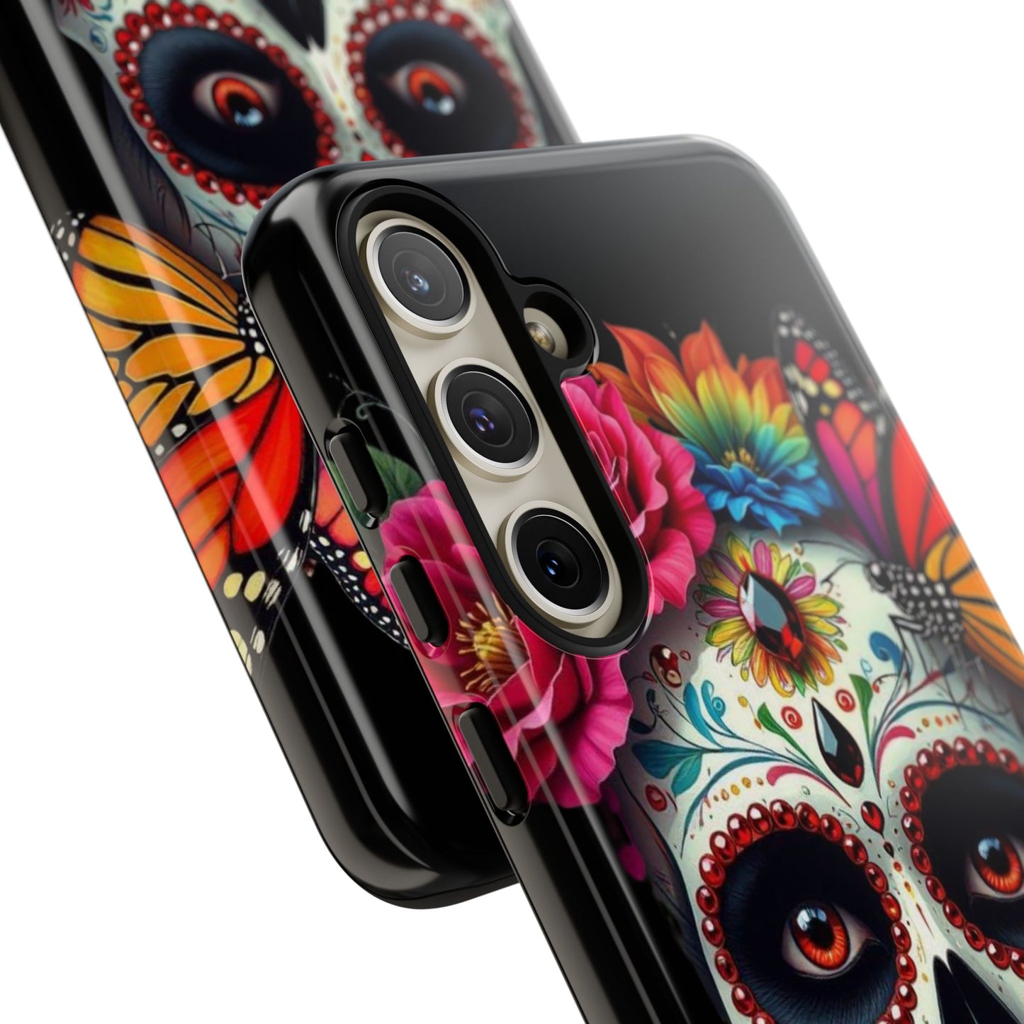 Colorful Sugar Skull Phone Case, Day of the Dead Case, Floral Phone Cover, Flower Skull Design, Edgy Phone Accessory