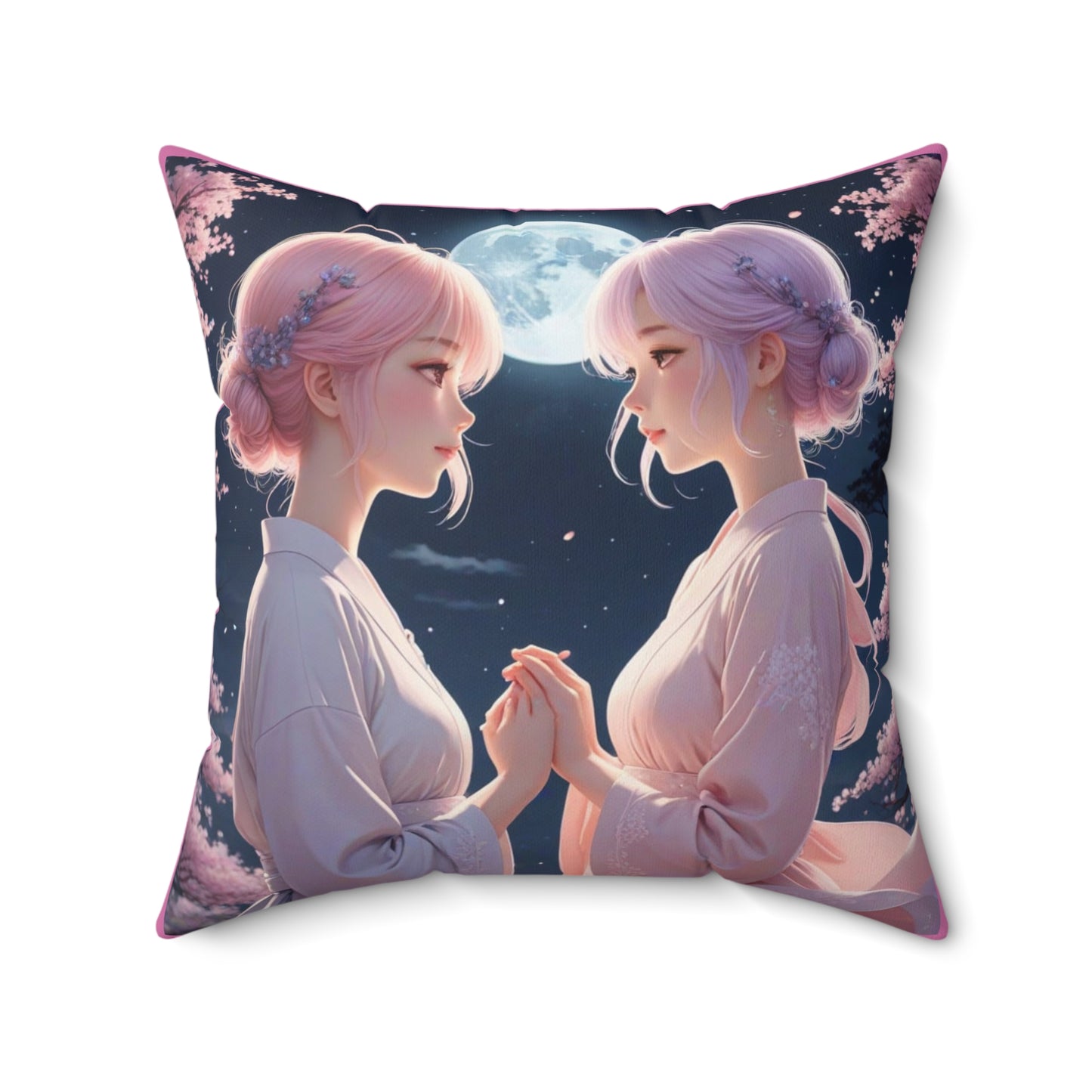 Zodiac Gemini, Moonlit Friendship Square Pillow, Cozy Home Decor, Gift for Friends, Bedroom Accents, Unique Spring Decor