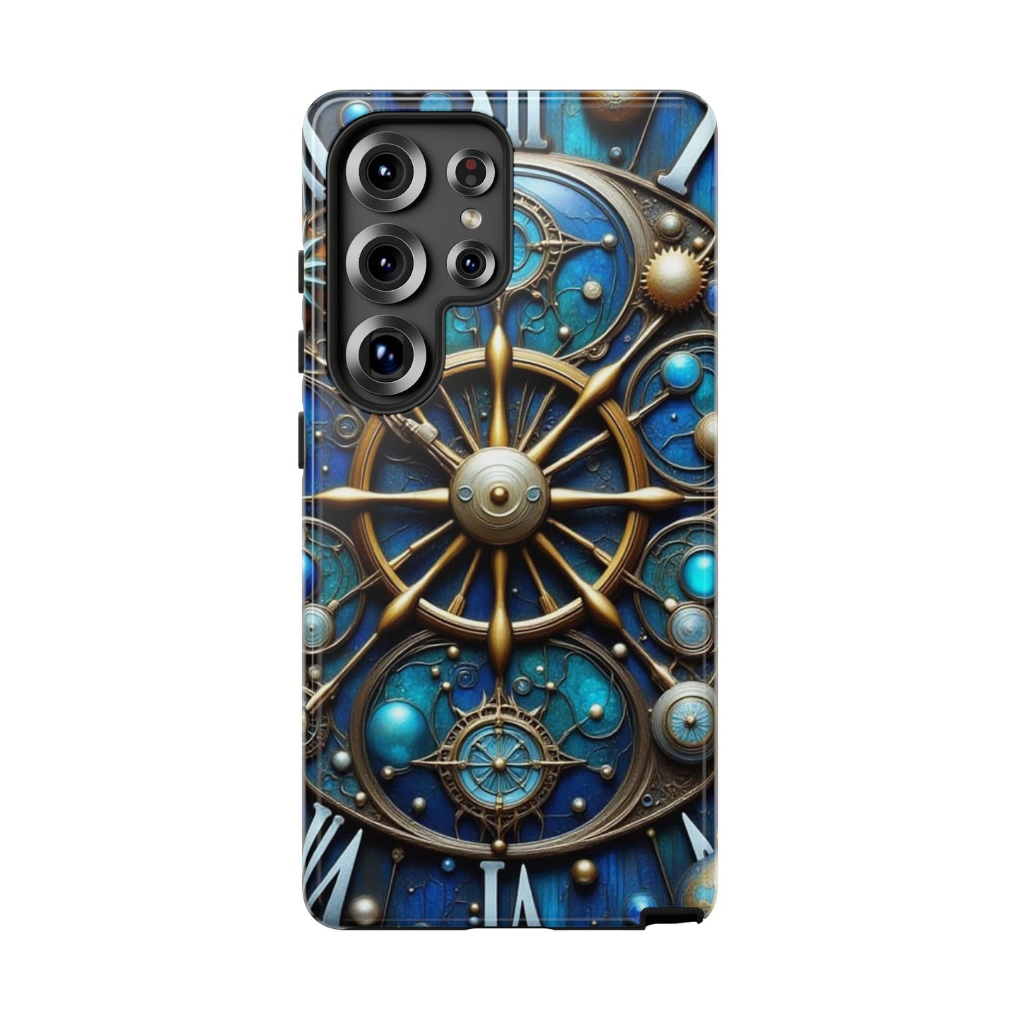 Stylish Phone Cases for Adventurers, Unique Phone Cover, Gift for Friends, Gold and Blue Steampunk Design, Tough Protective Case, Artistic [...]