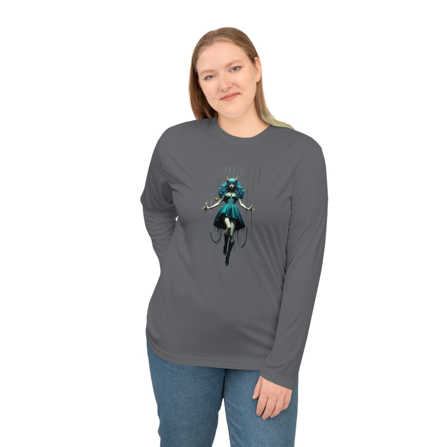 Vibrant Graphic Performance Long Sleeve Shirt - Demon Girl, Casual Wear, Gift, Birthday, Fitness Enthusiasts, Unique Design