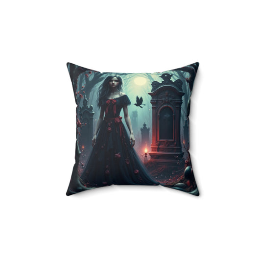 Gothic Fantasy Art Pillow, Decorative Cushion Cover, Home Décor, Spooky Atmosphere, Halloween Decor, Gift for Dark Aesthetics