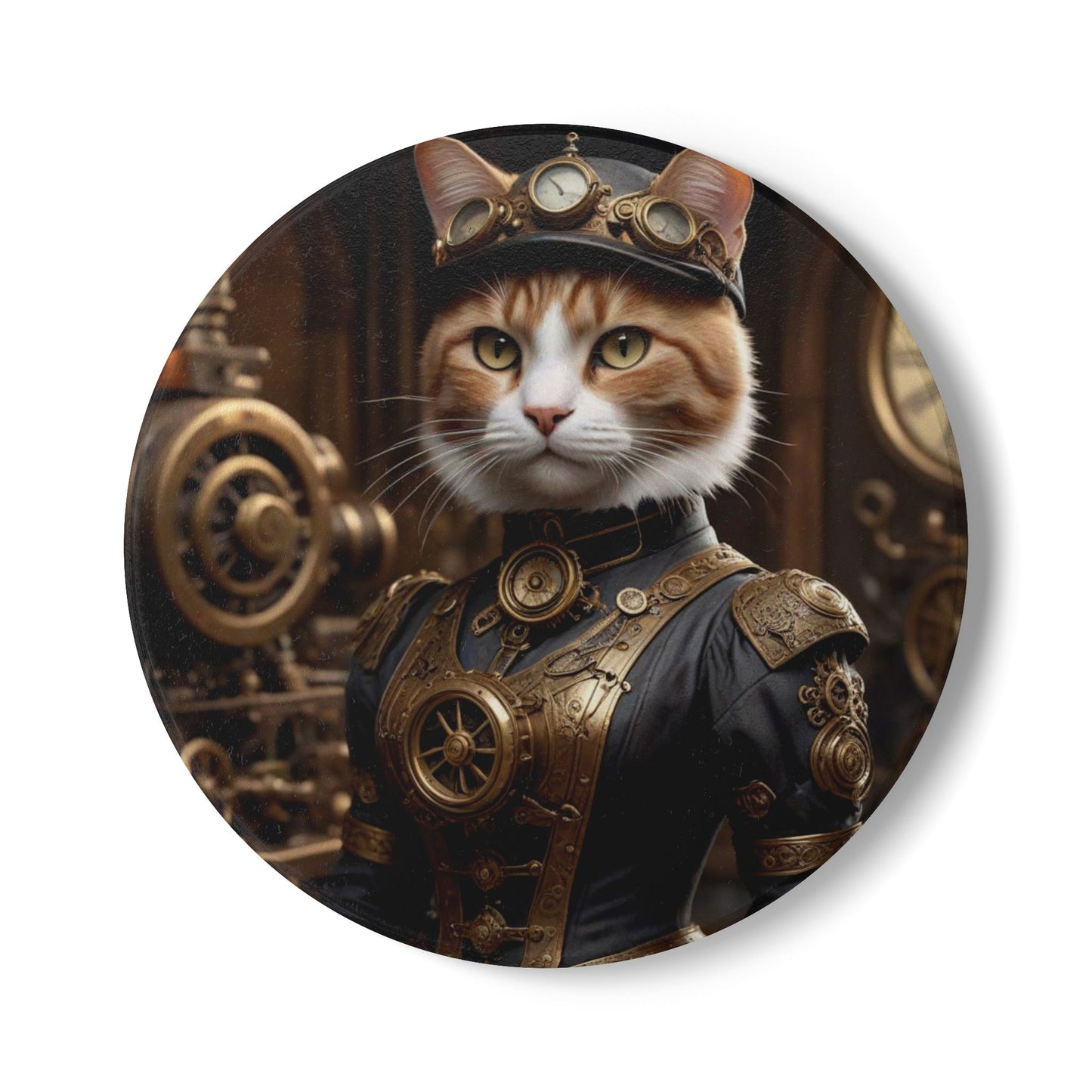 Ceramic Coaster, Steampunk Cat Commander, Unique Designs, Steampunk, Gift Ideas