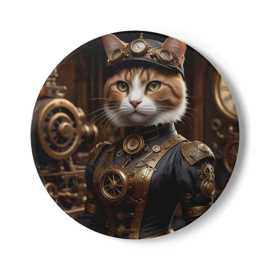 Ceramic Coaster, Steampunk Cat Commander, Unique Designs, Steampunk, Gift Ideas