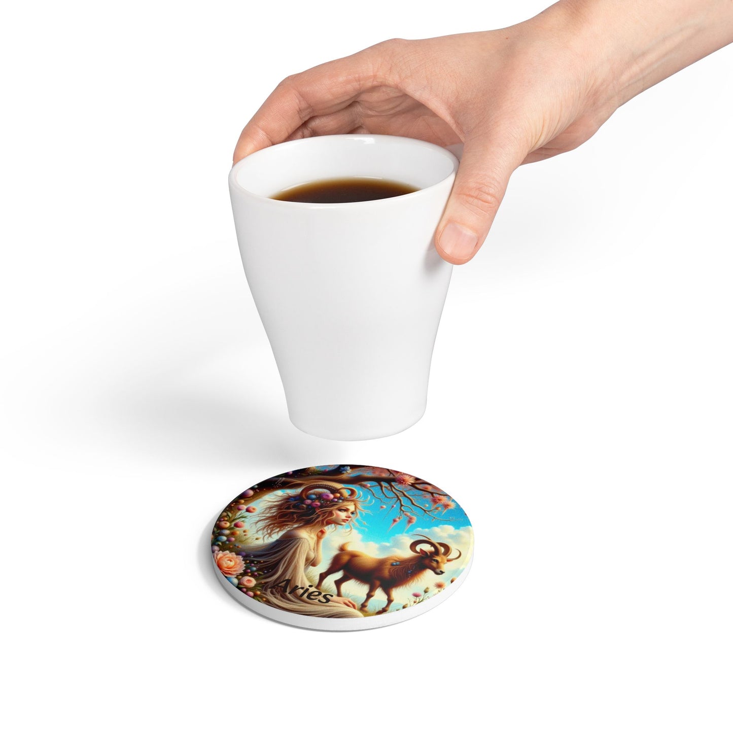 Ceramic Coaster, Zodiac Aries, Astrology Signs