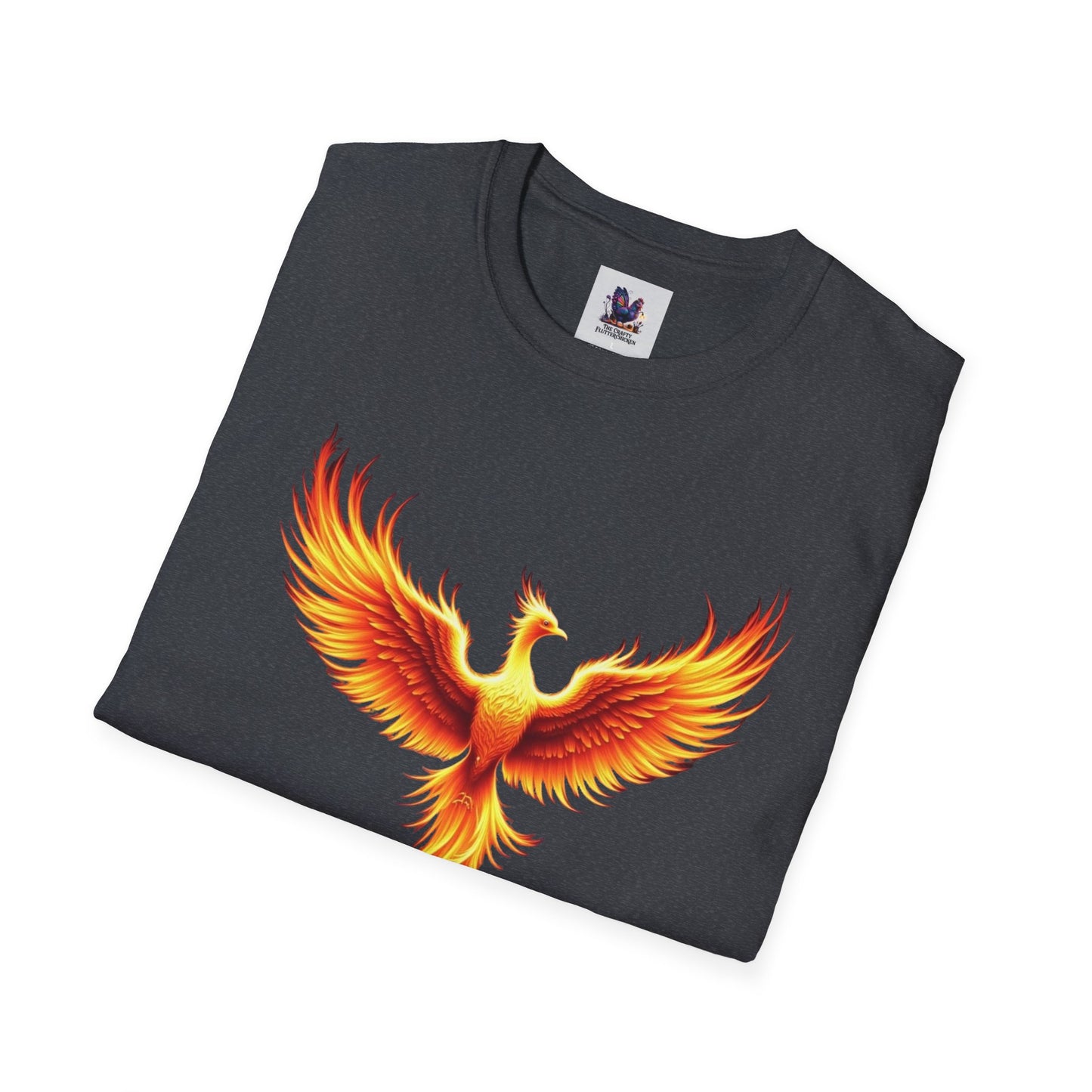 Colorful Phoenix Art Unisex Softstyle T-Shirt, Colorful Tee, Nature-Inspired Apparel, Cute Graphic Shirt