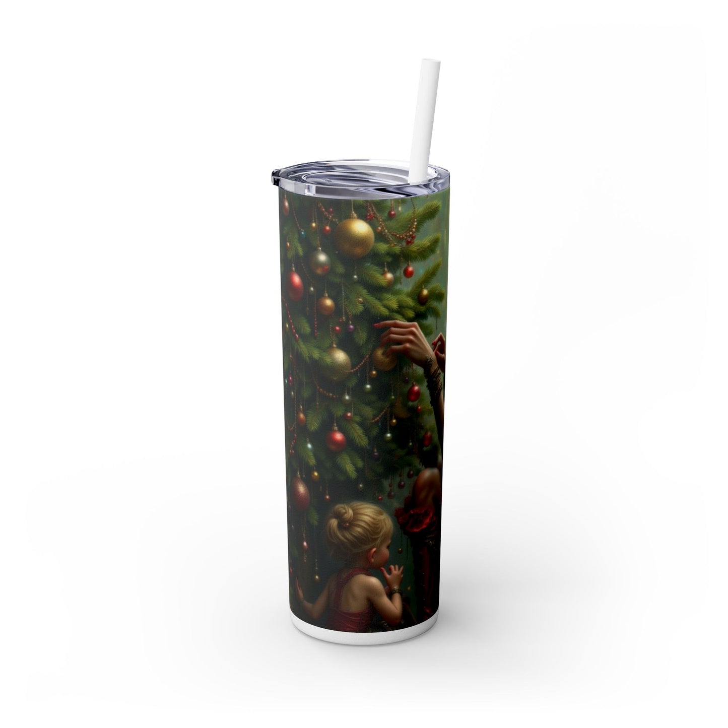 Festive Skinny Tumbler with Straw, 20oz - Holiday Drinkware, Christmas Gift, Seasonal Decor, Eco-Friendly Beverage Container, Unique [...]