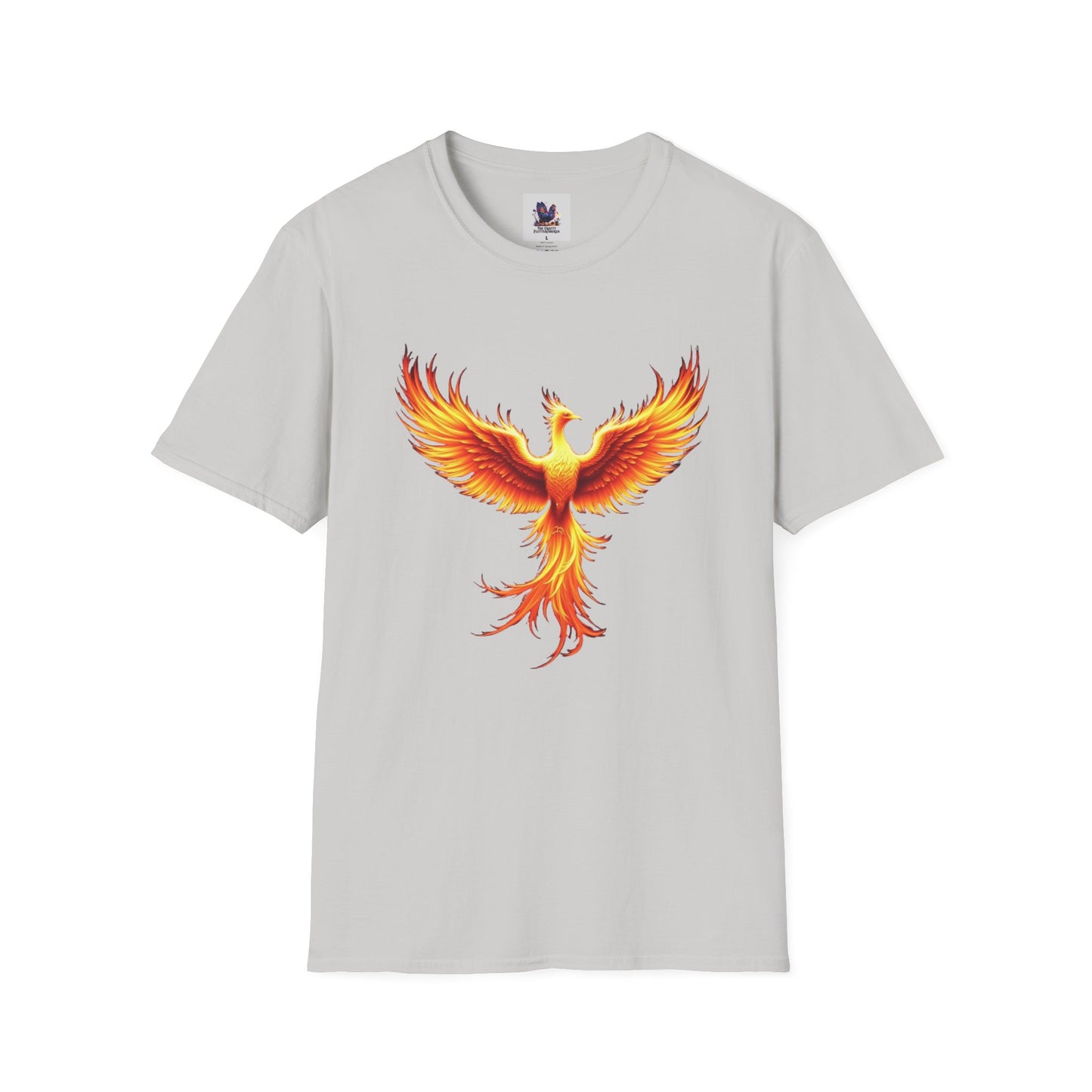 Colorful Phoenix Art Unisex Softstyle T-Shirt, Colorful Tee, Nature-Inspired Apparel, Cute Graphic Shirt