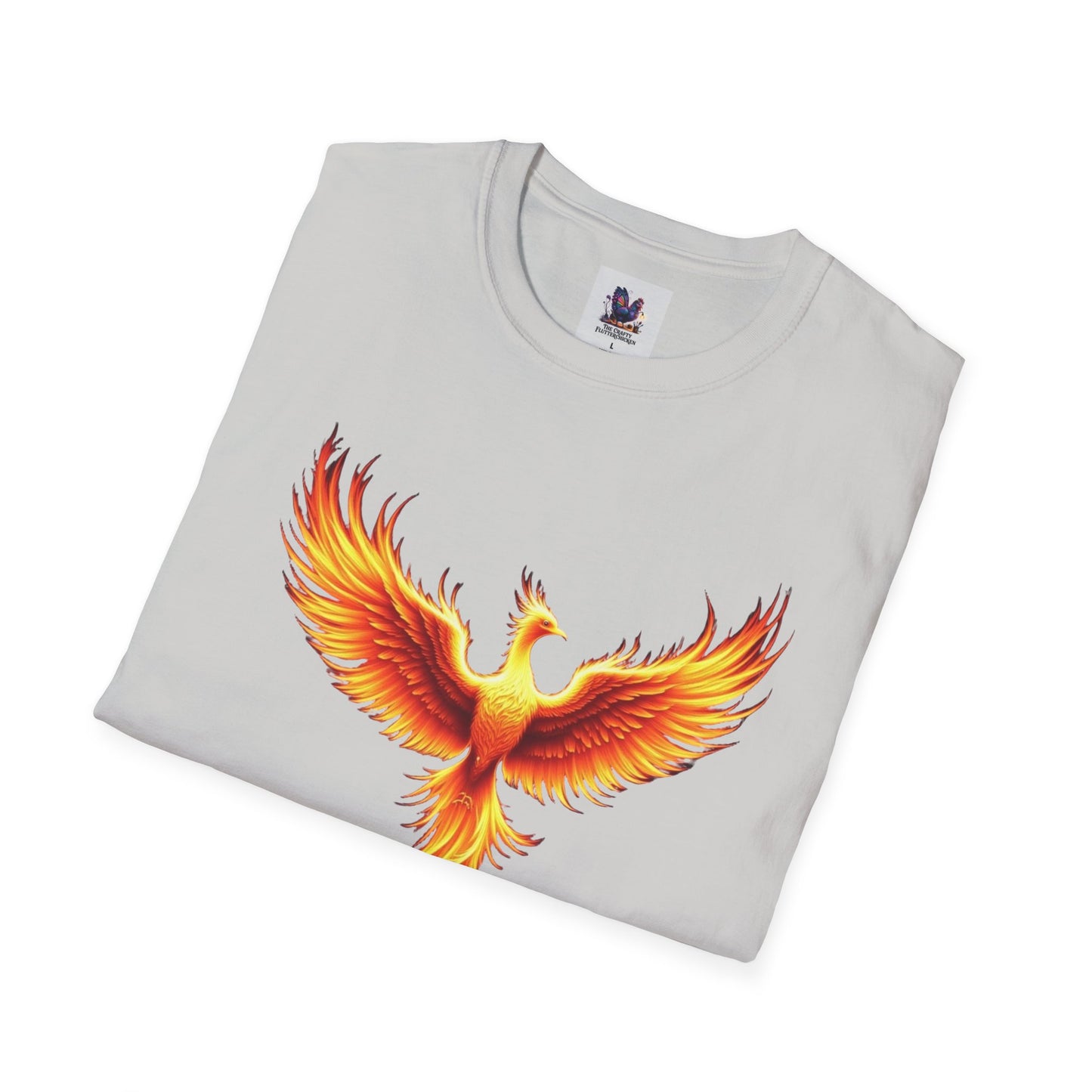 Colorful Phoenix Art Unisex Softstyle T-Shirt, Colorful Tee, Nature-Inspired Apparel, Cute Graphic Shirt