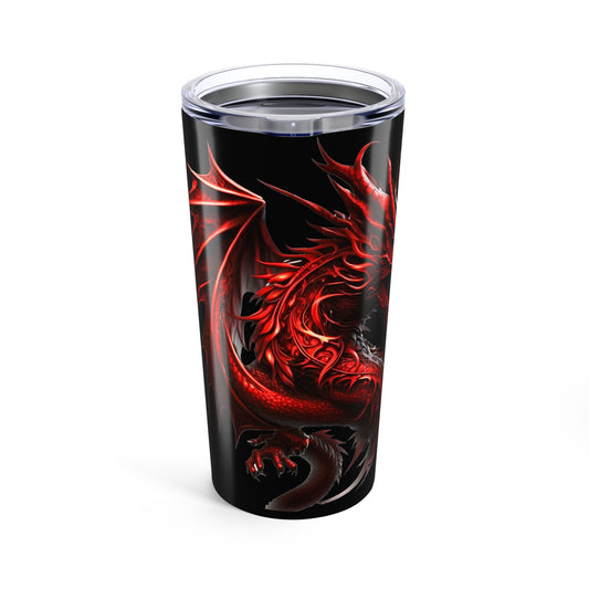 Red Dragon 20oz Tumbler, Stainless Steel Travel Mug, Fantasy Gift for Dragon Lovers, Personalized Thermos, Home and Office Style