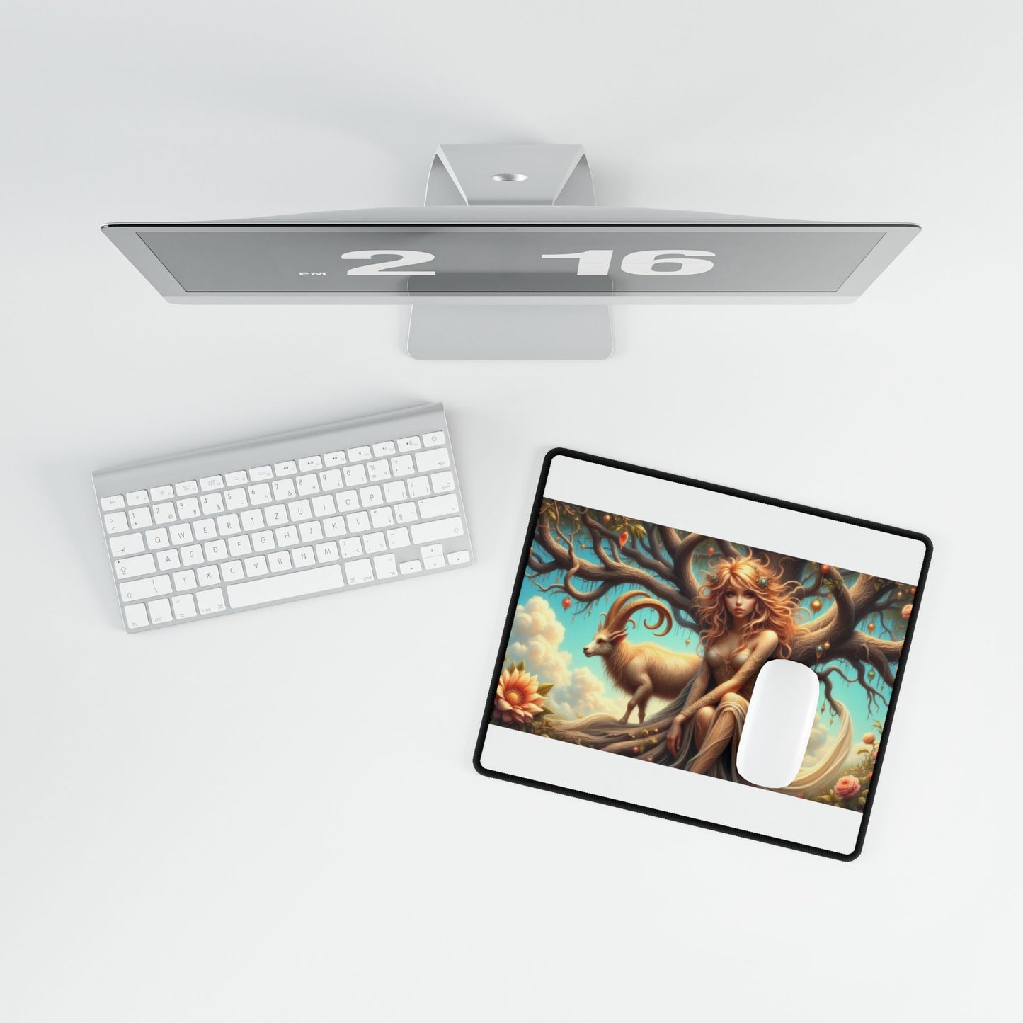 Artistic Desk Mat with Nature Scene, Desk Accessories, Home Office Decor, Gift for Creatives, Unique Workstation Mat