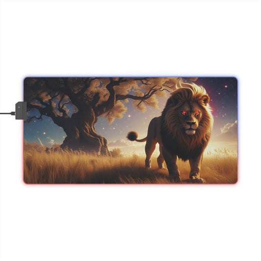 LED Lion Gaming Mouse Pad - Cool Gamer Desk Accessory, RGB Lighting, Gaming Setup, Perfect Gift for Gamers, Home Office Decor