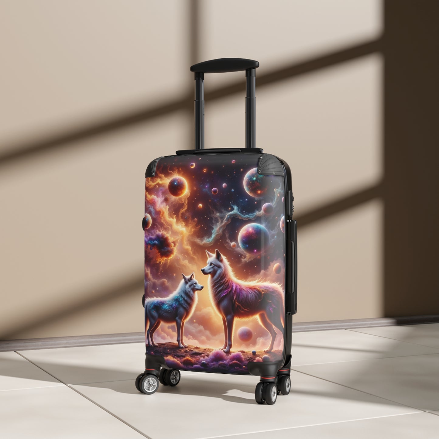 Celestial Wolves Suitcase - Unique Travel Luggage, Cosmic Dog Theme, Perfect for Adventurers, Gifts for Him/Her, Animal Lover Travel Gear
