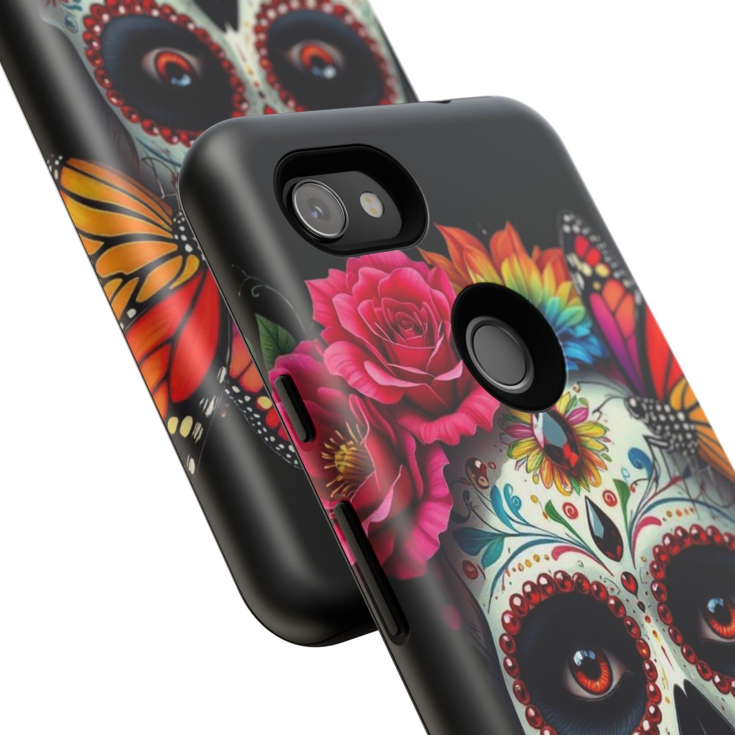 Colorful Sugar Skull Phone Case, Day of the Dead Case, Floral Phone Cover, Flower Skull Design, Edgy Phone Accessory