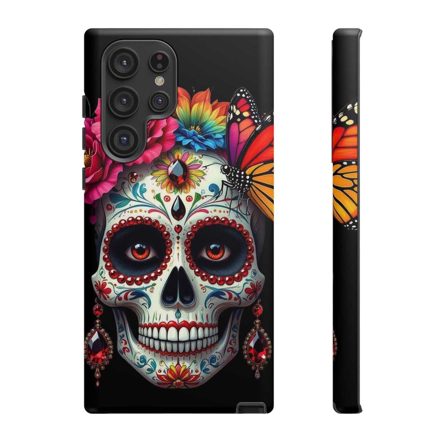 Colorful Sugar Skull Phone Case, Day of the Dead Case, Floral Phone Cover, Flower Skull Design, Edgy Phone Accessory